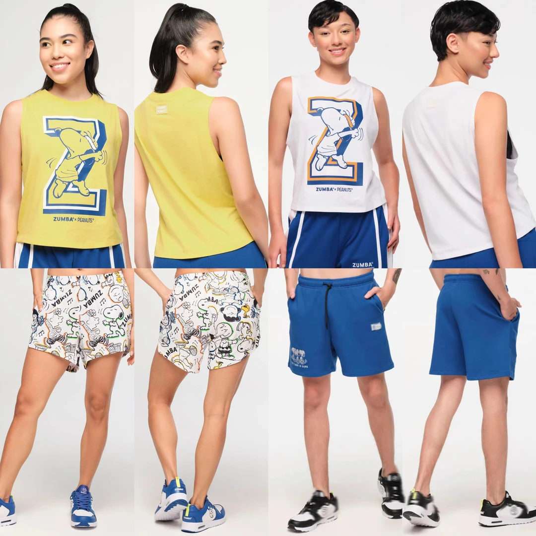 尊巴新款2024冬季新款背心上衣短裤女款运动套装史努比现货ZUMBA