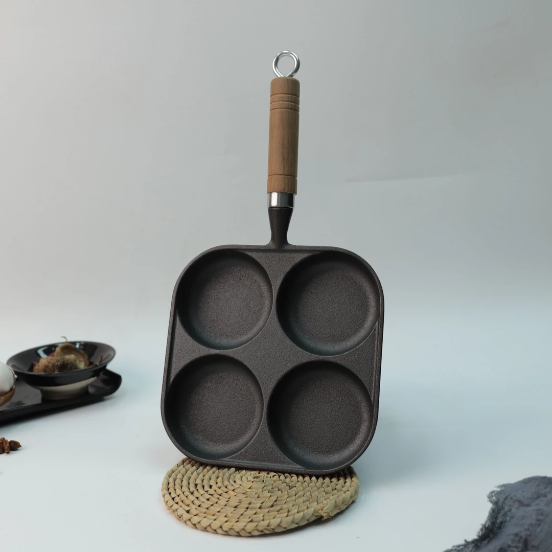 【直播间】加大加深铸铁方四孔煎蛋锅鸡蛋汉堡锅蛋堡模具