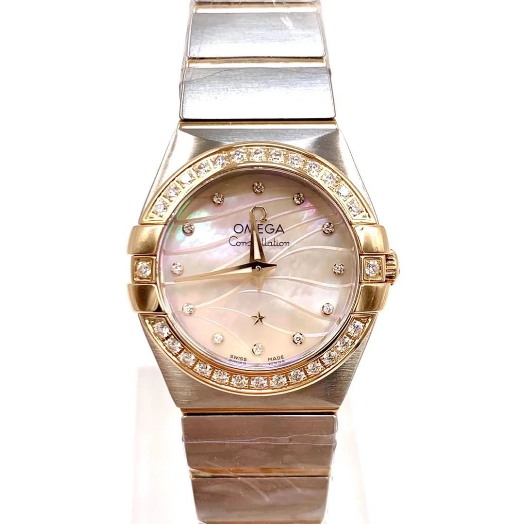 99新 Omega/欧米茄 四代星座/间金原镶钻/石英/表径24mm/女表
