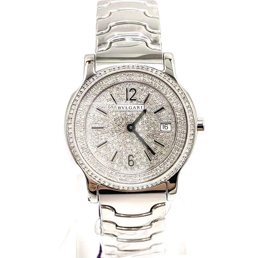 99新 BVLGARI/宝格丽 SOLO TEMPO/满钻盘/石英/表径35mm/女表