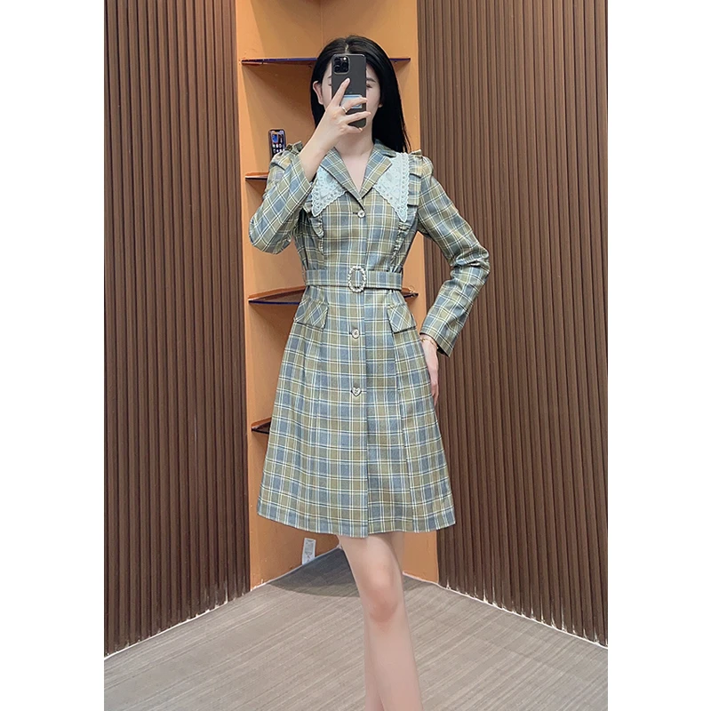 【蒂妮佳轻奢】6425囯内设计师品牌女装气质收腰长袖西装连衣裙