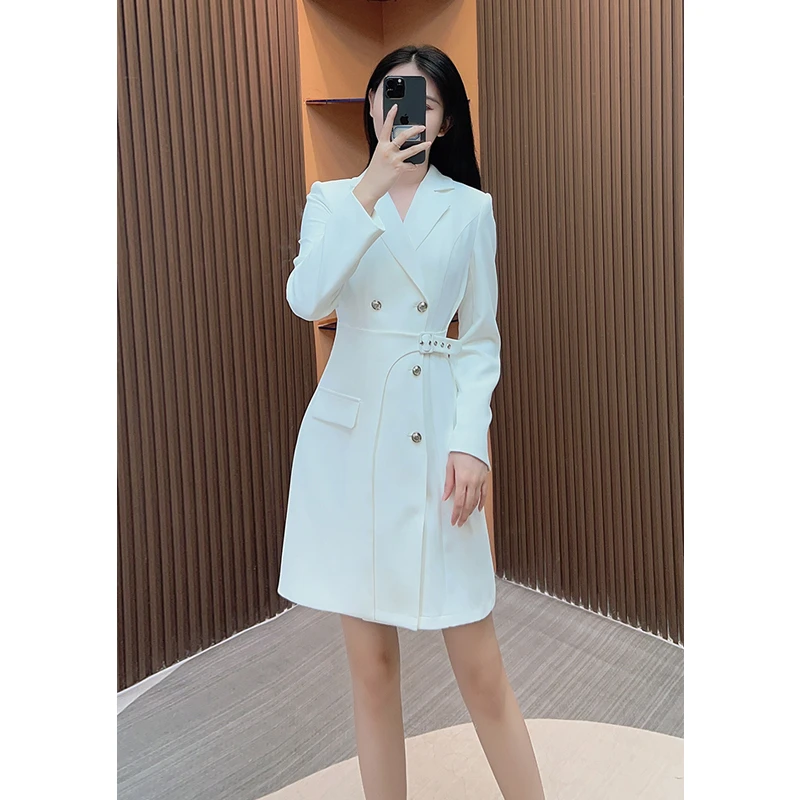 【蒂妮佳轻奢】1446囯内设计师品牌女装气质收腰长袖西装连衣裙