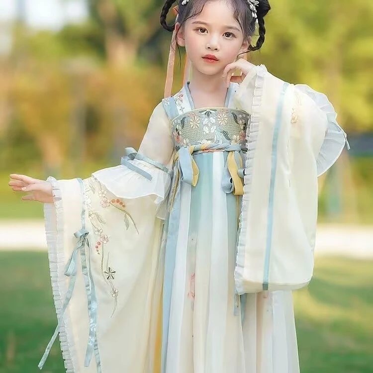儿童女童汉服夏季儿童中国风古装改良仙气长袖襦裙连衣裙春秋