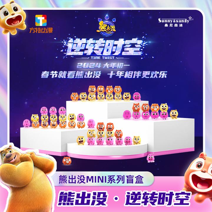 正版熊出没十周年逆转时空纪念款盲盒小小熊萌粒玩具套装桑尼森迪