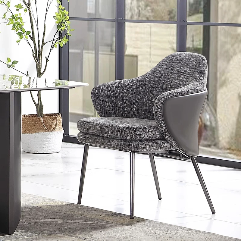 意式轻奢高级感餐椅设计师款布艺安吉椅2024椅子新款家用休闲椅