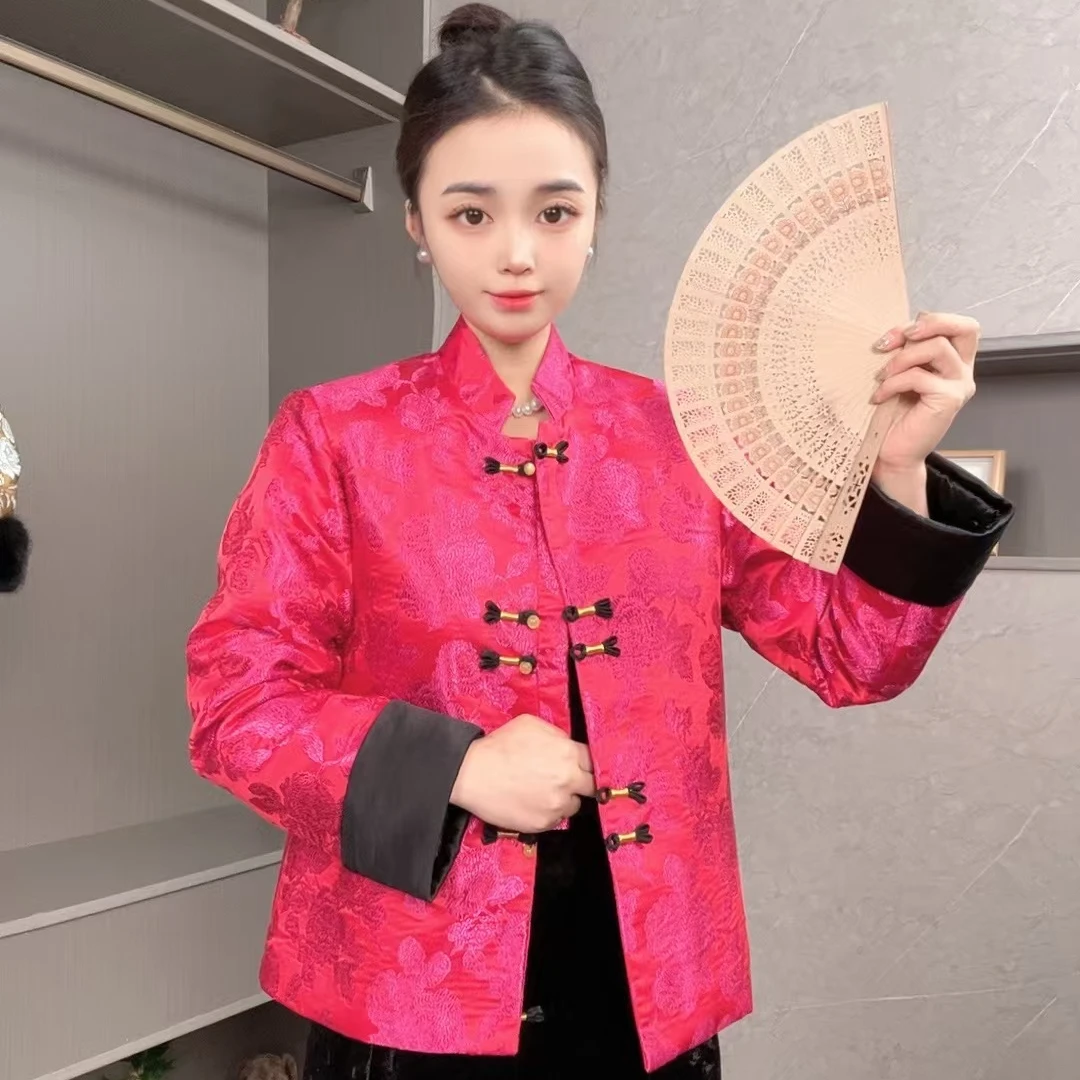 【红妆十里】新中式国风盘扣提花刺绣气质复古高级夹棉夹冬季外套