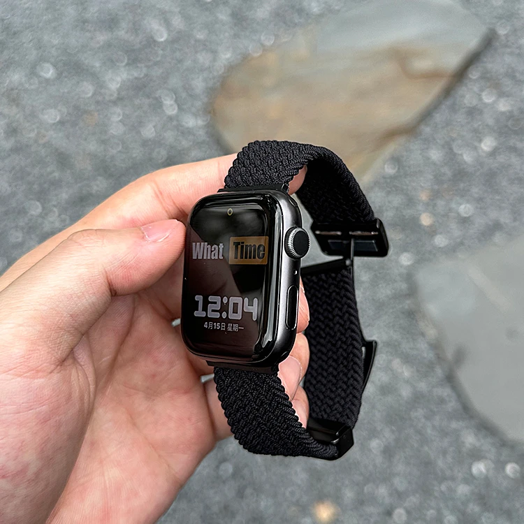 简约尼龙编织磁吸扣苹果手表表带applewatch456iwatch789se3ultra