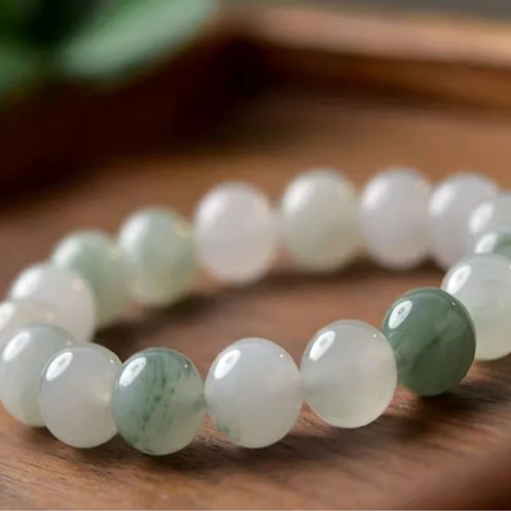 天然天山翠手串女男玉石珠子散珠串珠手串