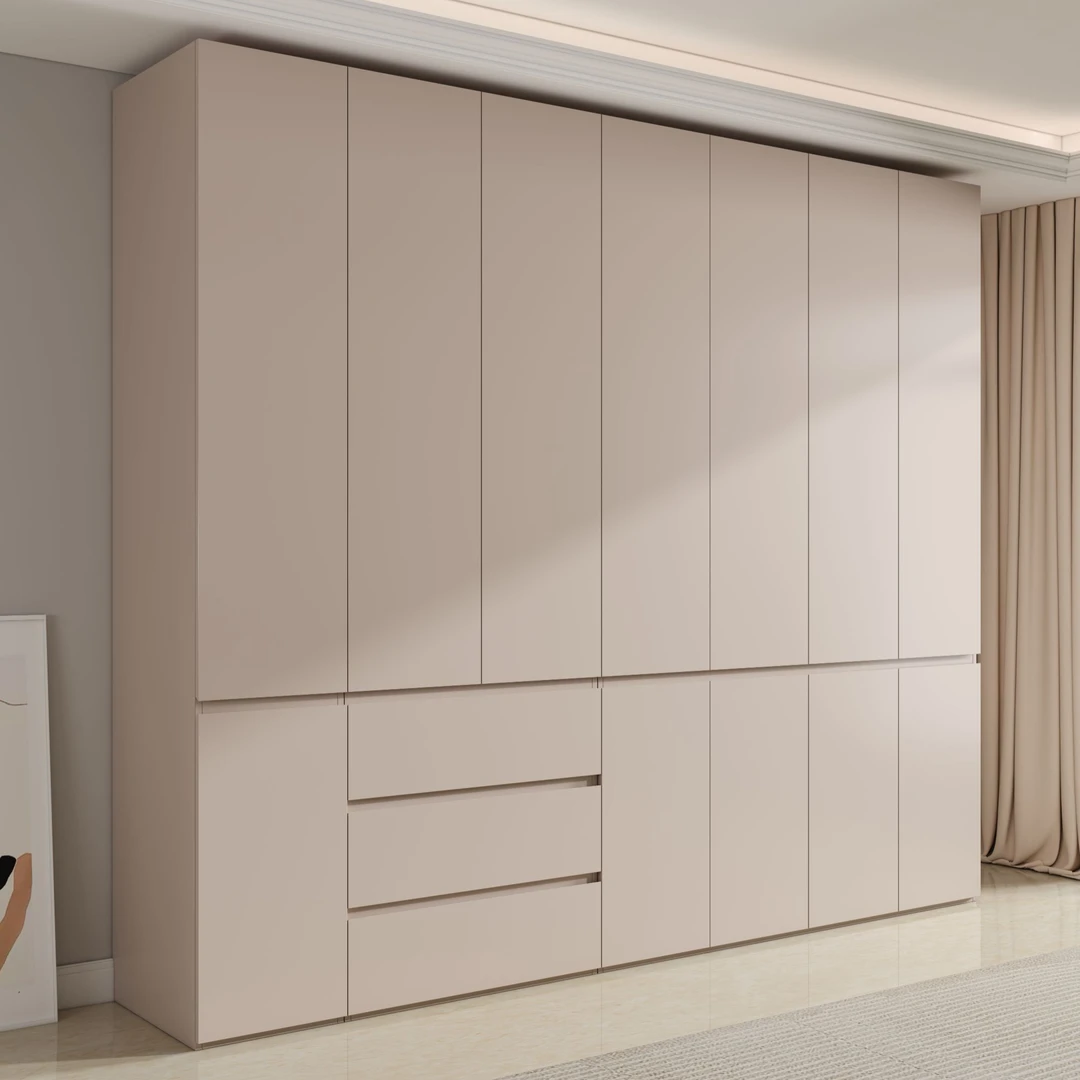 高档分段式衣柜现代简约主卧室家用实木欧松板轻奢收纳成品衣橱