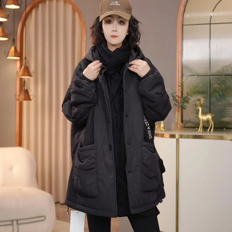 韩版潮流加厚保暖棉服女装2025秋冬季新款宽松百搭连帽棉衣外套