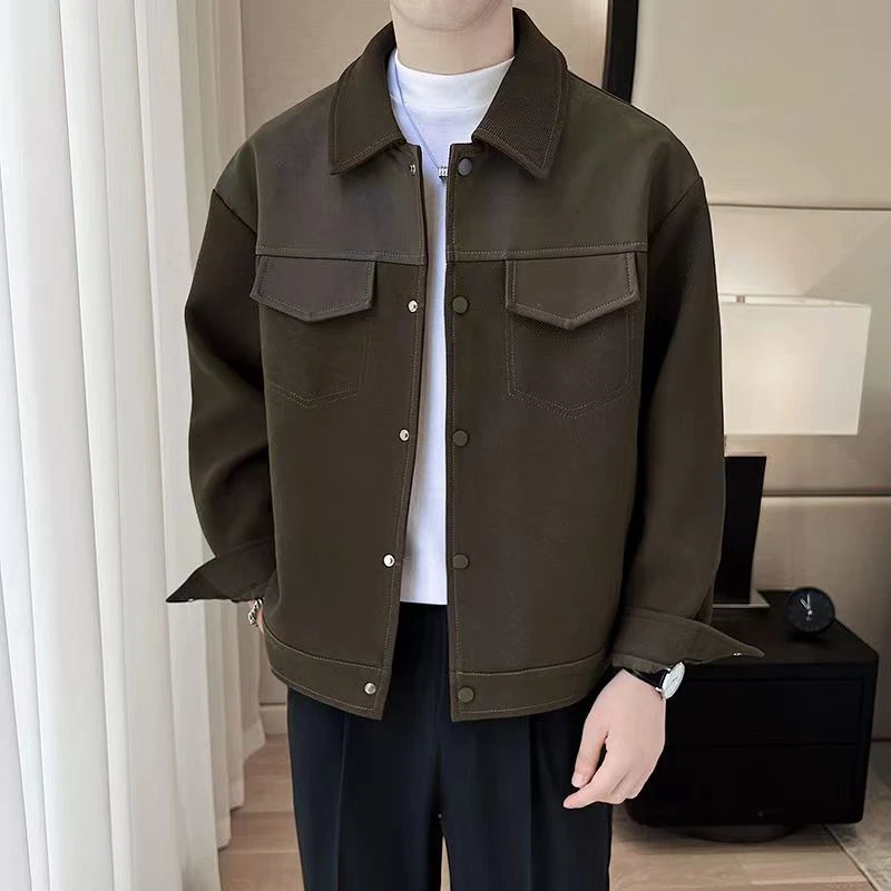 F 600-799 男夹克男士短款休闲百搭宽松潮流韩版翻领春秋季复古