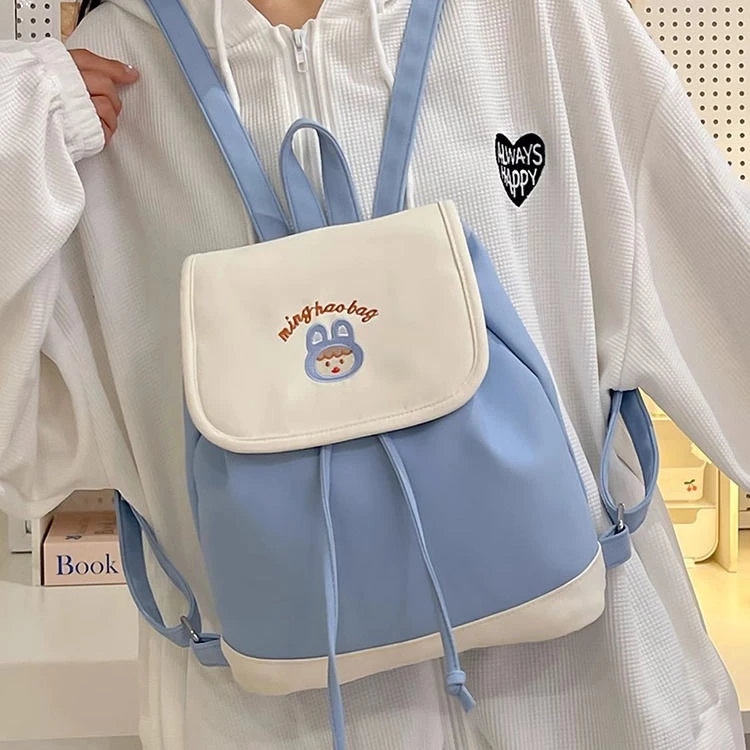 夏天小清新双肩包包女2024新款潮时尚百搭可爱撞色背包学生小书包