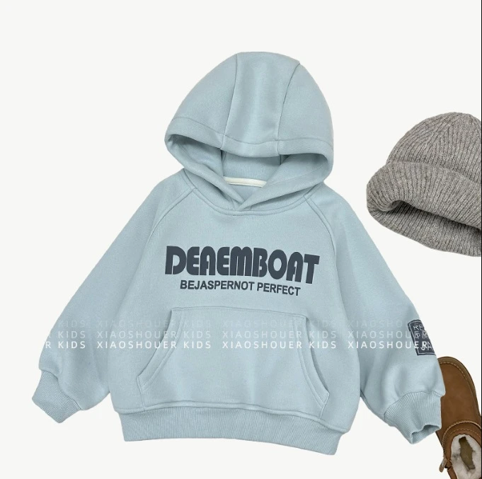 【现货】24冬装儿童潮流酷帅休闲宽松加绒连帽卫衣SJ4623
