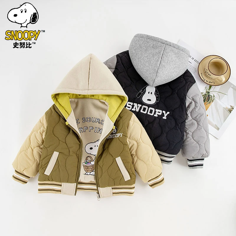 史努比2024新款儿童时尚百搭潮酷双面穿外套加绒加厚自SZZC125新