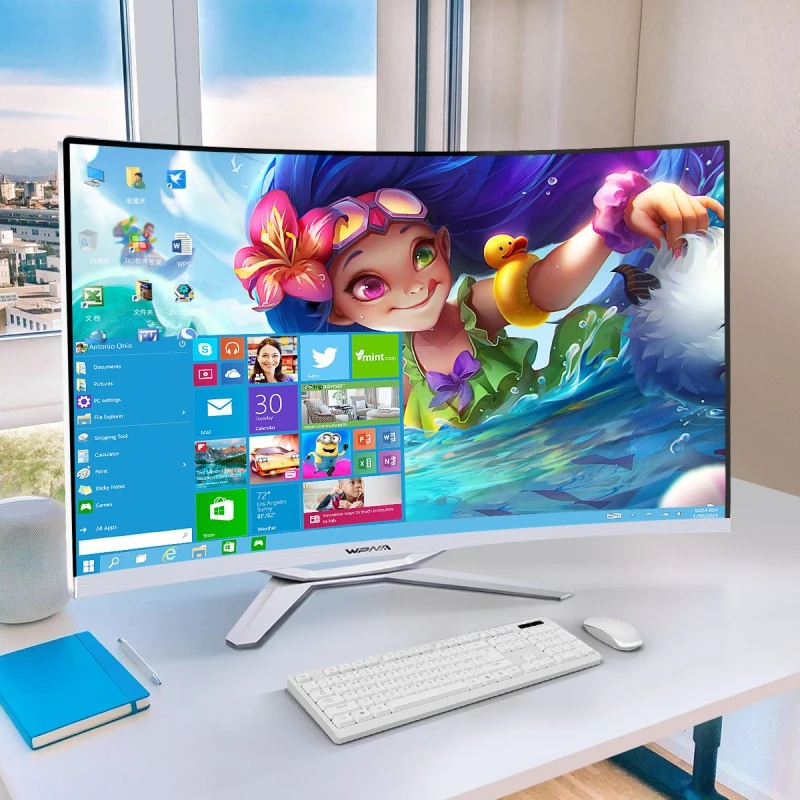 超薄曲面屏一体机电脑家用办公商务设计电竞LOL吃鸡游戏台式全套