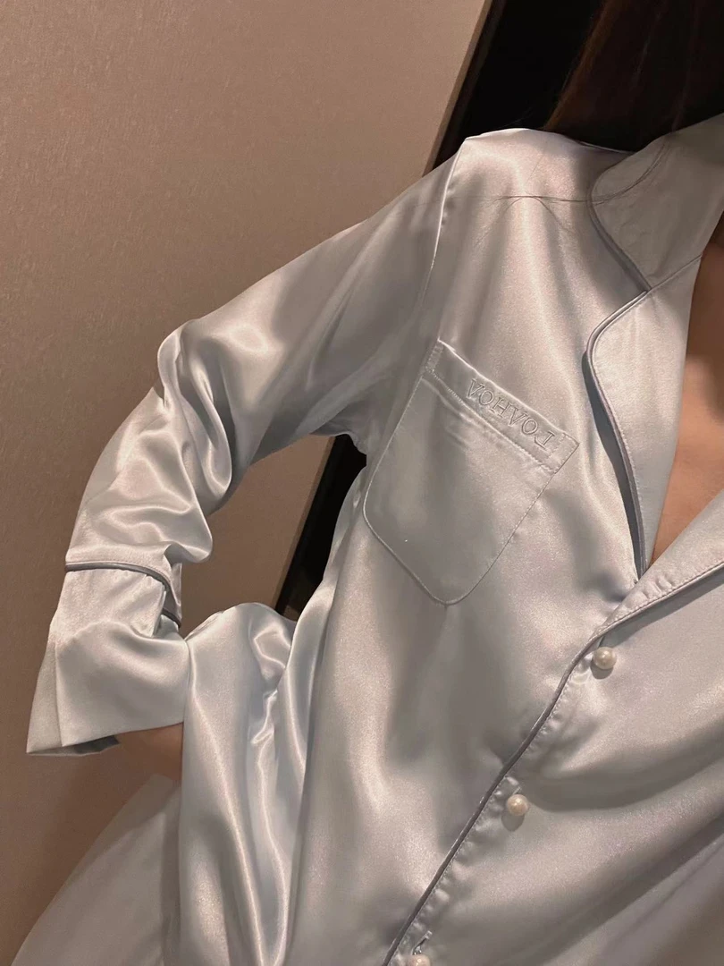 安鲁色丁【瑶不仙定制】设计师款睡衣高级家居服女套装休闲