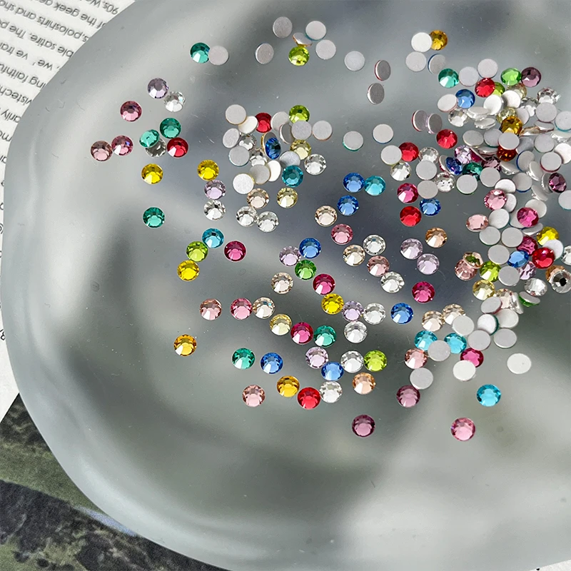 瑶瑶美甲钻饰品宝仕奥莎美饰玛填填缝平底圆形F混颜色多尺寸超闪