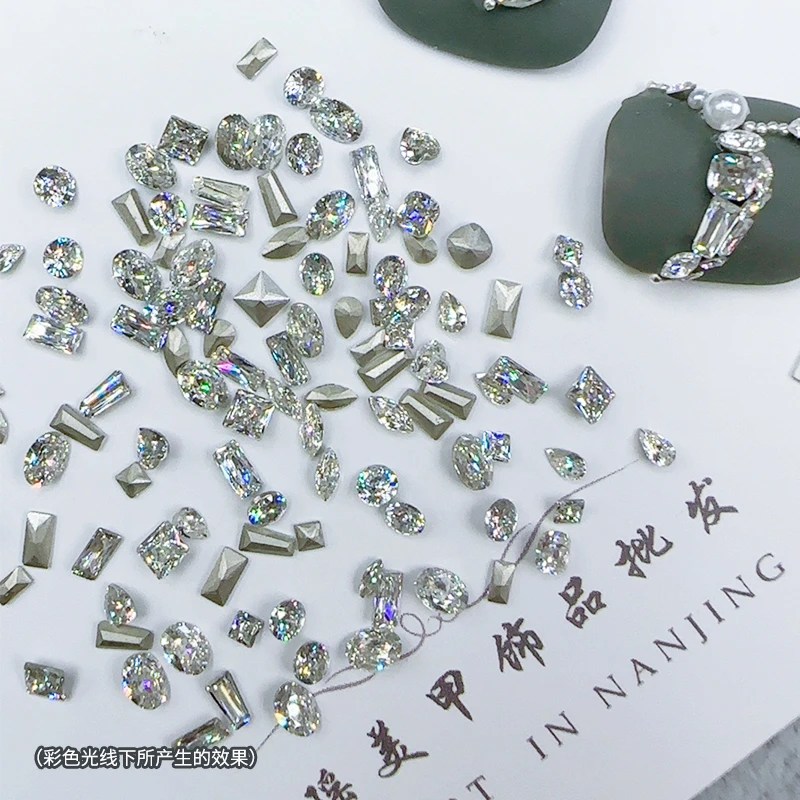 ZX美甲钻饰品5A迷你镀底锆石混形状高闪透亮尖底指甲钻 ZL136