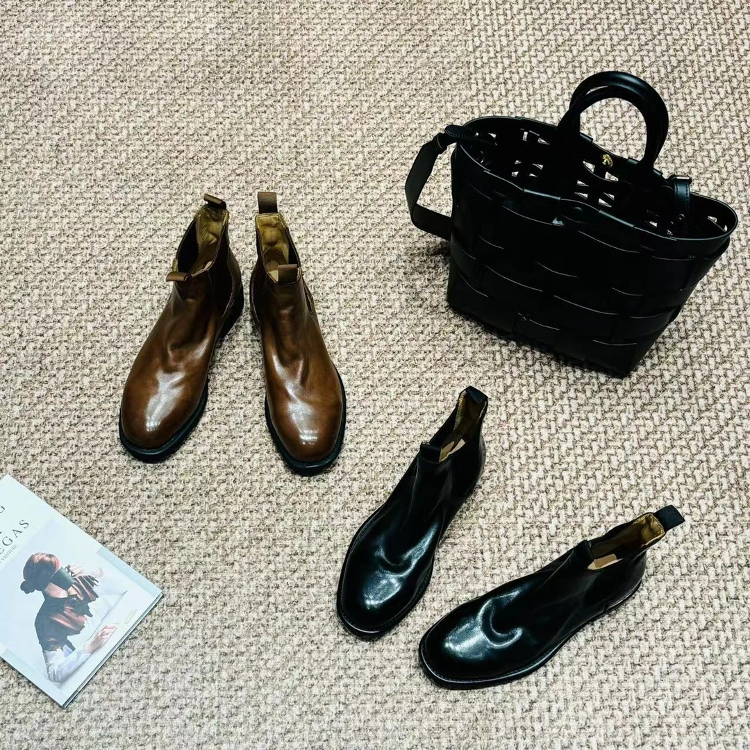 VV&AA 秋冬做旧复古擦色褶皱短筒马丁靴  SS6191-5