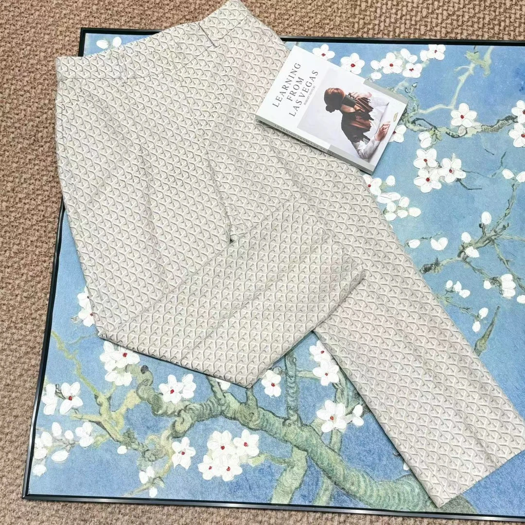 VV&AA  春秋新款时尚休闲百搭九分直筒提花西裤   D320