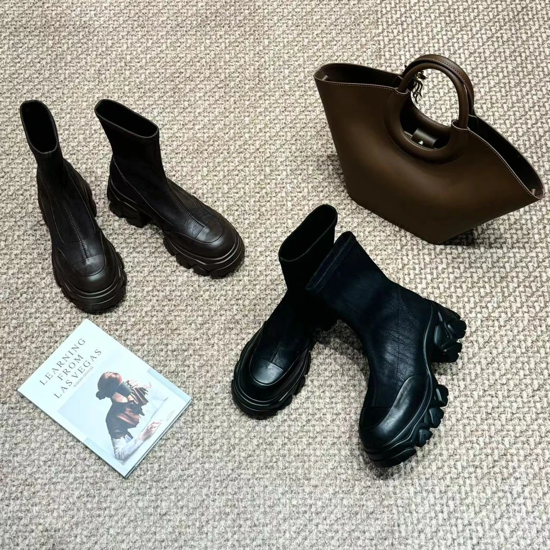 VV&AA 秋冬新款时尚高级感英伦厚底弹力靴 SS2398-038