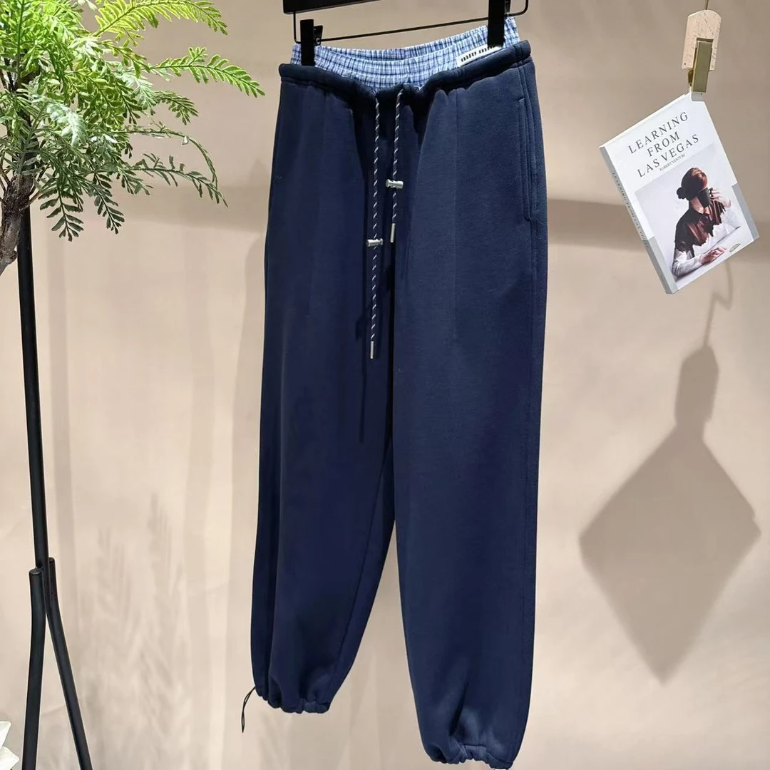 VV&AA 假两件个子拼色双腰头加绒束脚裤 3614