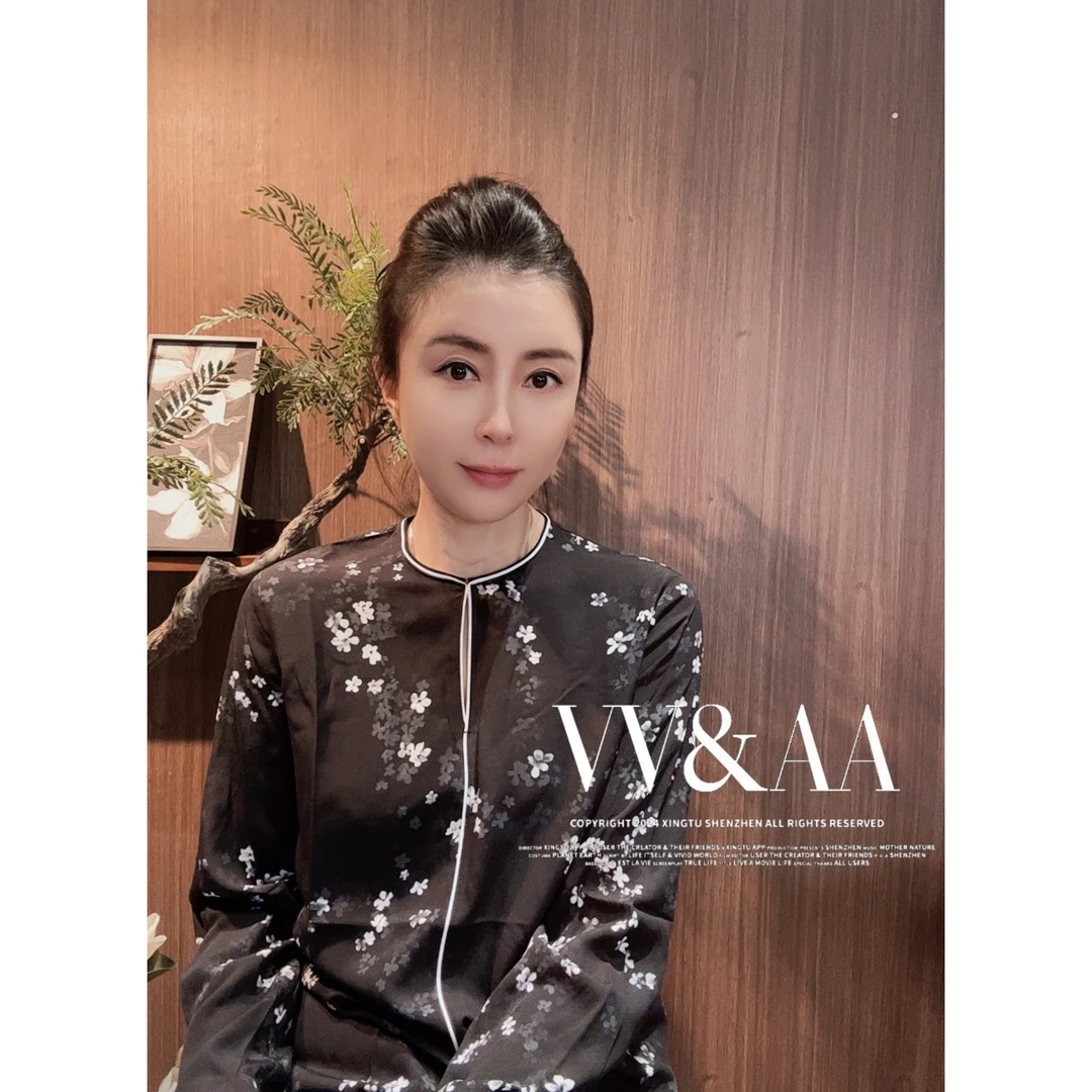 VV&AA 夜鸢曲 桑蚕丝印花小圆领手工包边衬衫 D25188