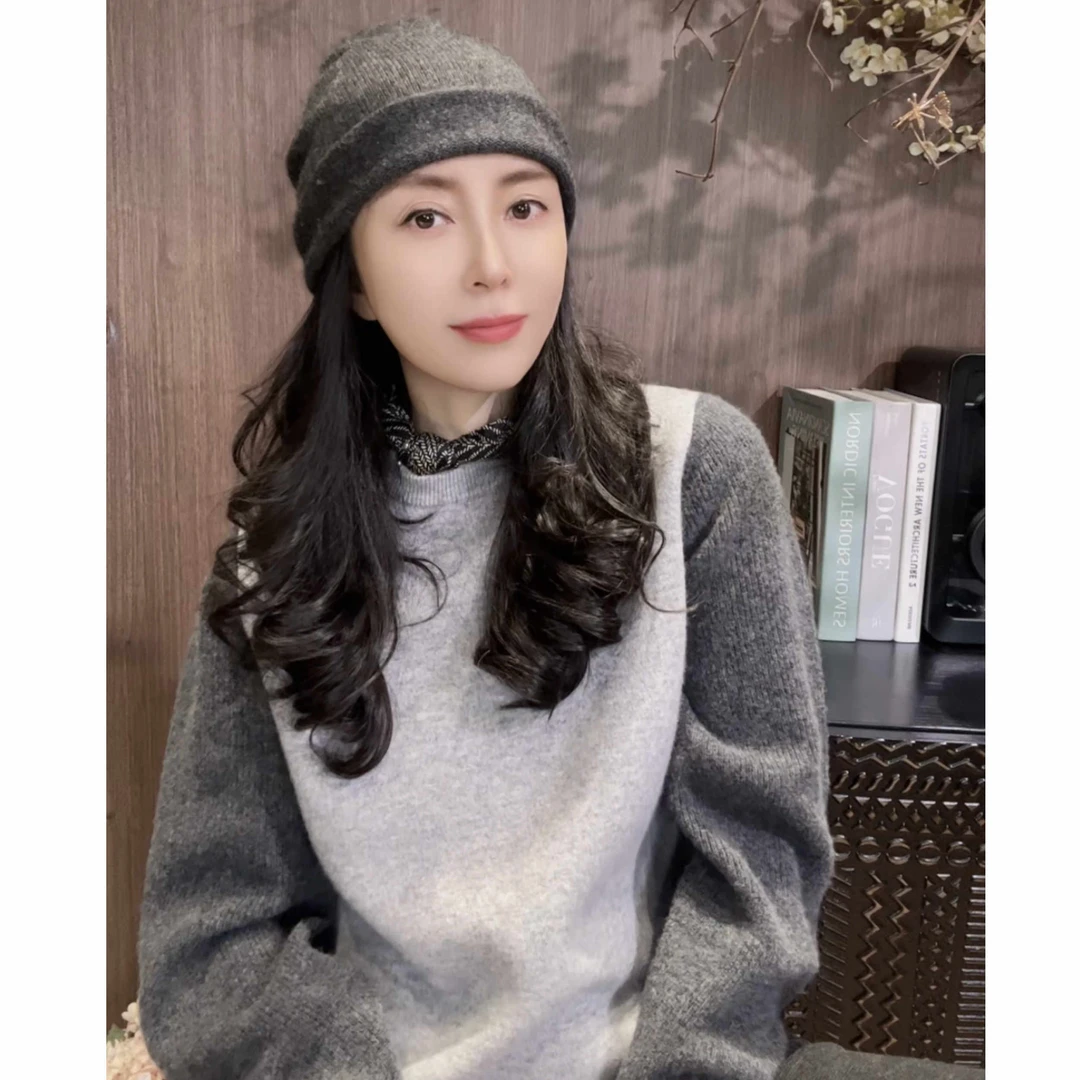 VV&AA 春秋新款时尚气质拼色设计感圆领毛衣 YS2917