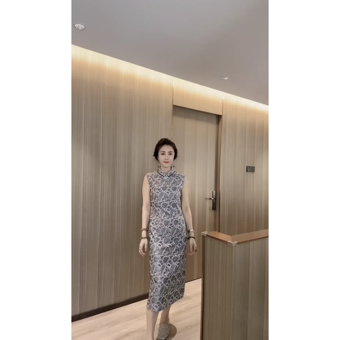 VV&AA 青花瓷 新中式国风复古提花重工中国风旗袍 D301