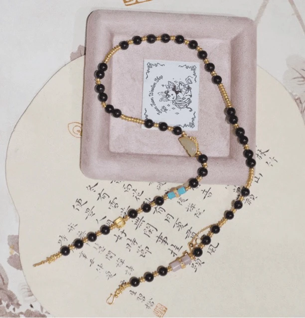 复古特色 s925银镶嵌 翡翠双扣头挂链