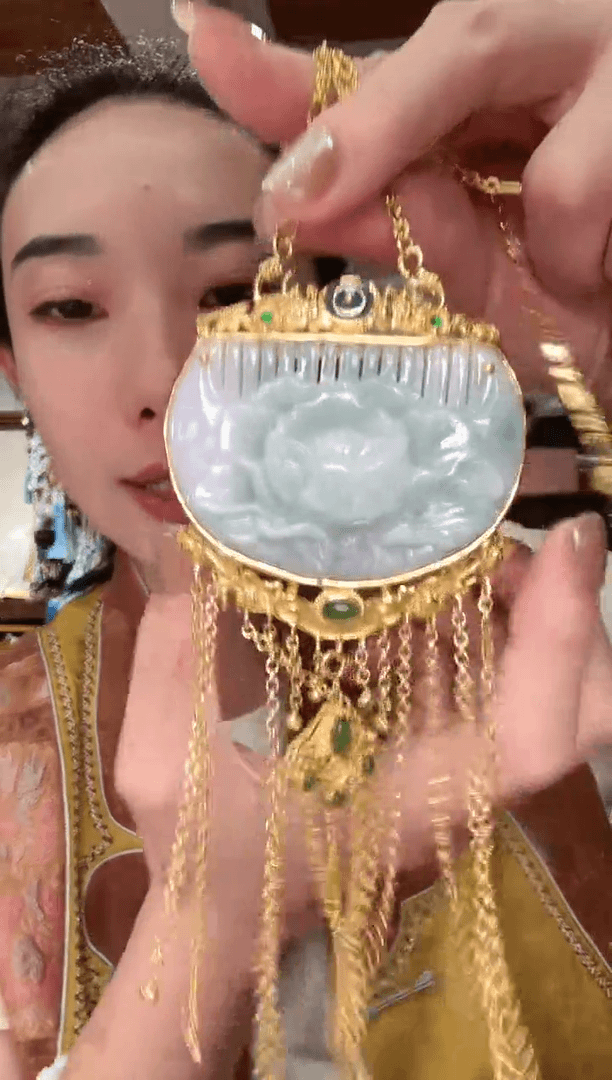 【闪购商品】翡翠颈饰银S925镀金镶嵌国风