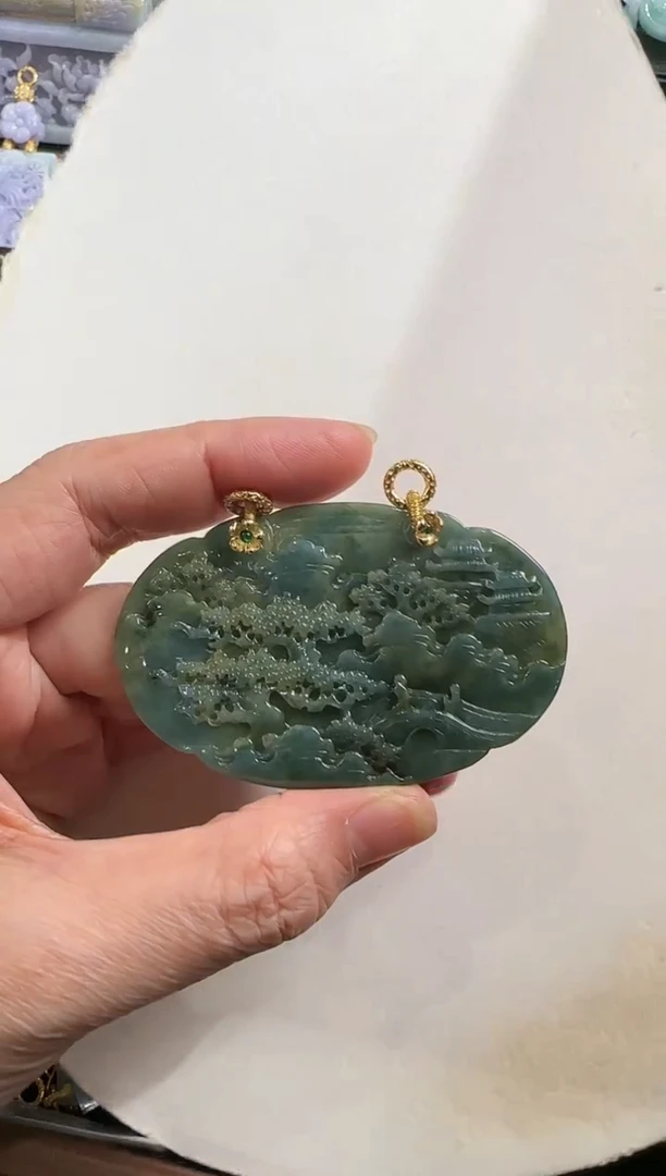 【闪购商品】翡翠颈饰银S925镶嵌国风