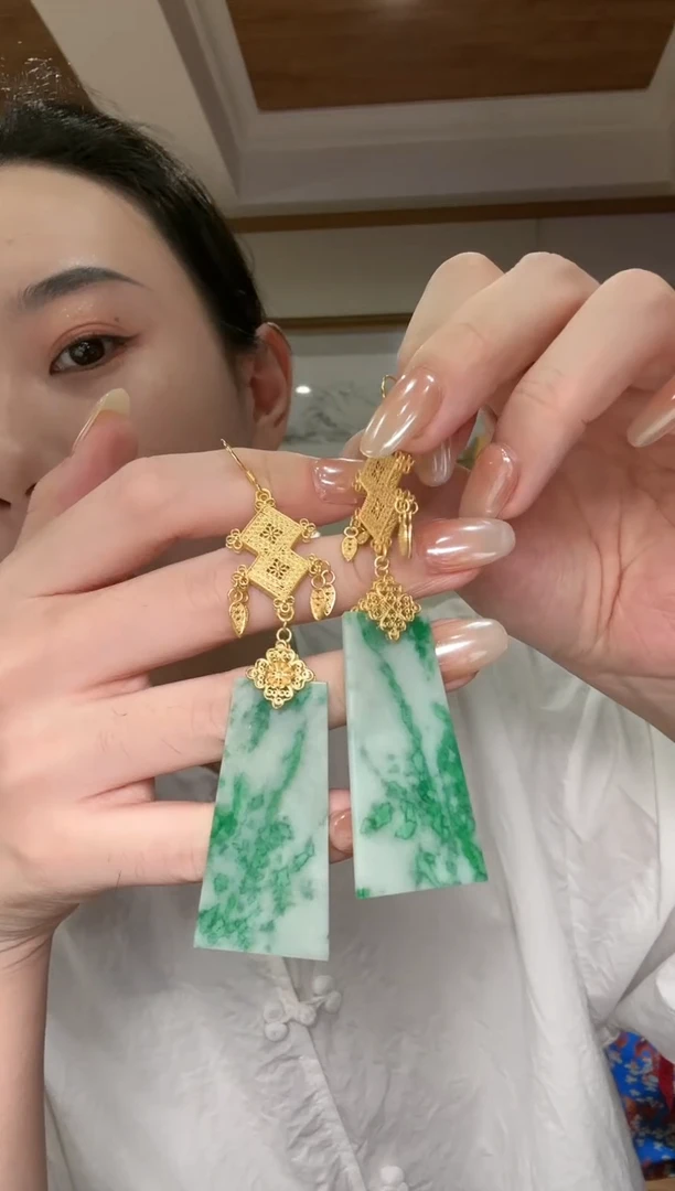 【闪购商品】翡翠耳饰银S925镶嵌国风