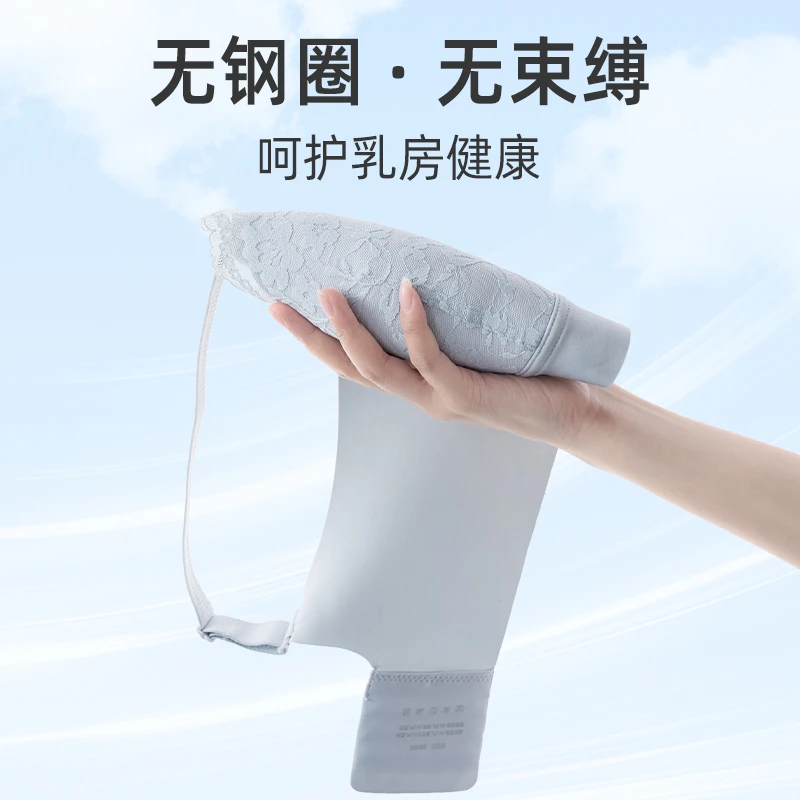 夏季薄款大码大胸显小文胸无钢圈防下垂收副乳胸罩内衣女聚拢透气