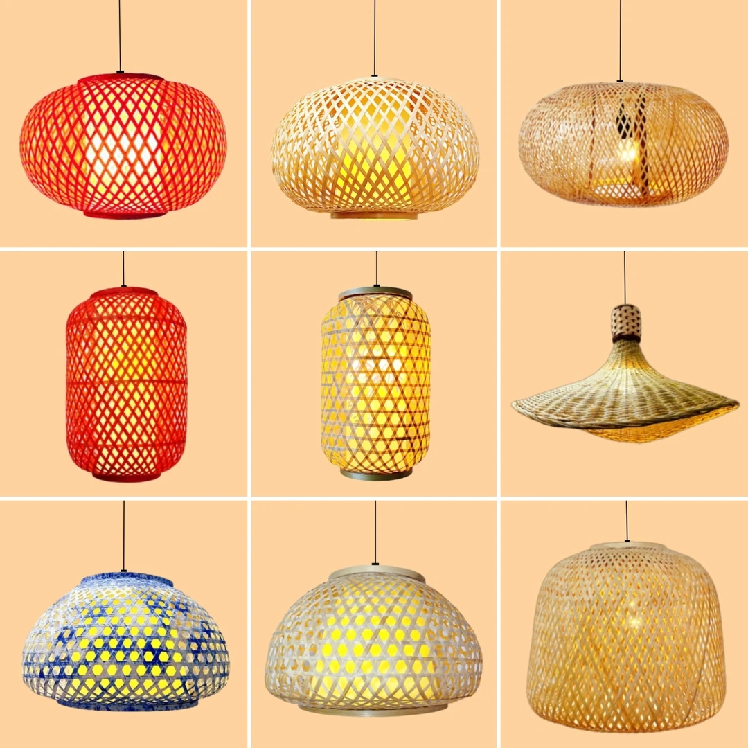 竹编灯笼竹灯罩禅意客厅饭店餐厅阳台新中式吊灯民宿装饰灯笼手工