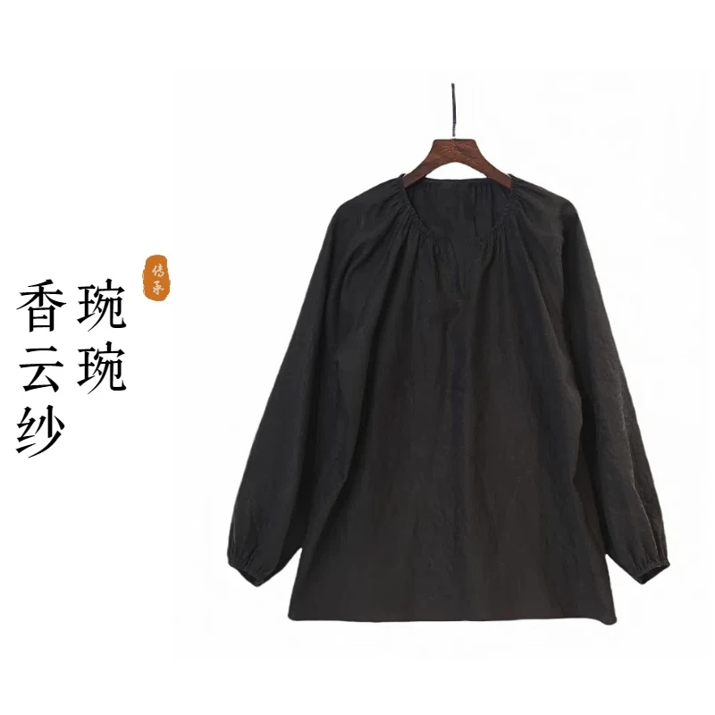 琬琬严选【夜色】香云纱休闲百搭长袖上衣女