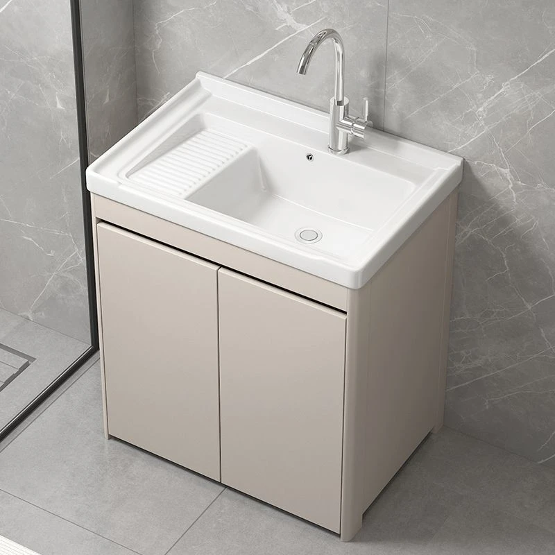 家用落地式蜂窝铝浴室柜组合阳台一体陶瓷洗衣盆柜带搓衣板洗手盆