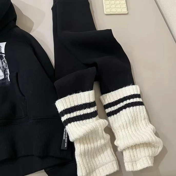 女童加厚打底裤秋冬季2025女孩潮流堆堆袜套中童铅笔针织打底裤