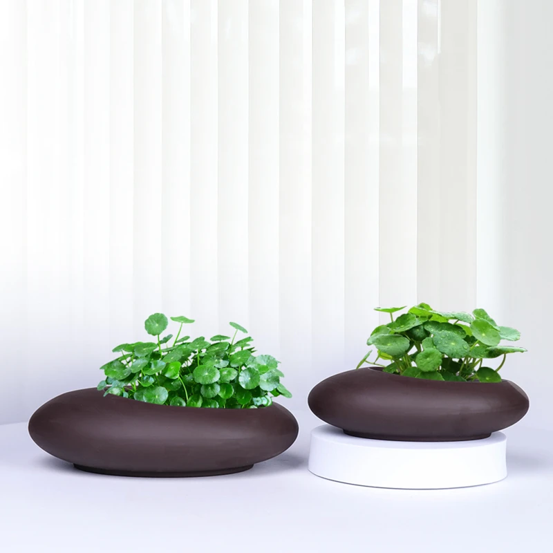 简约手工紫砂陶瓷花盆绿萝铜钱草水培无孔绿植文竹创意盆景造景盆