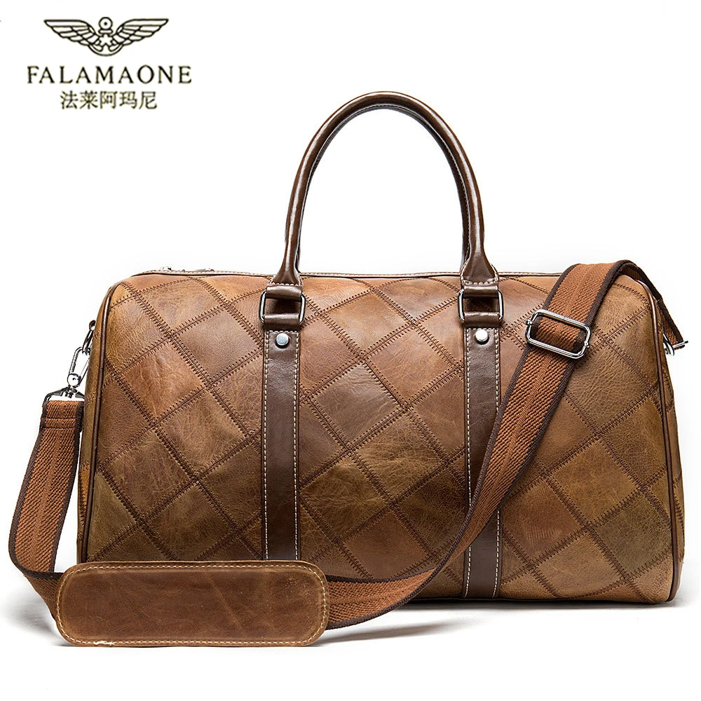 法莱阿玛尼正品头层牛皮高档休闲旅行包大容量新款轻奢男包健身包