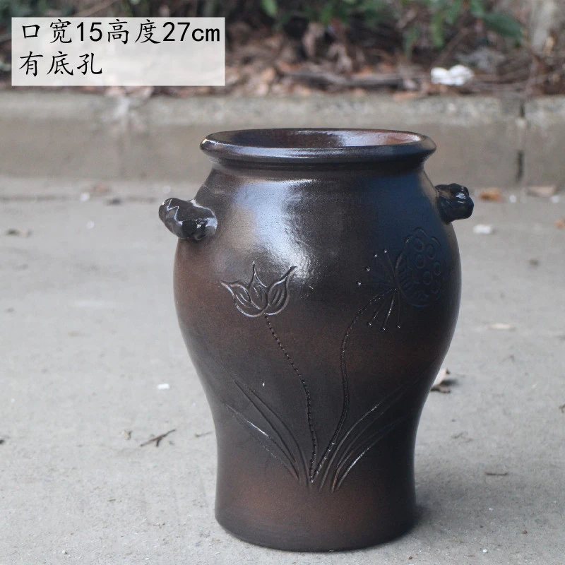 粉丝元旦福利 #手工刻花  多肉花盆 复古绿植粗陶花盆
