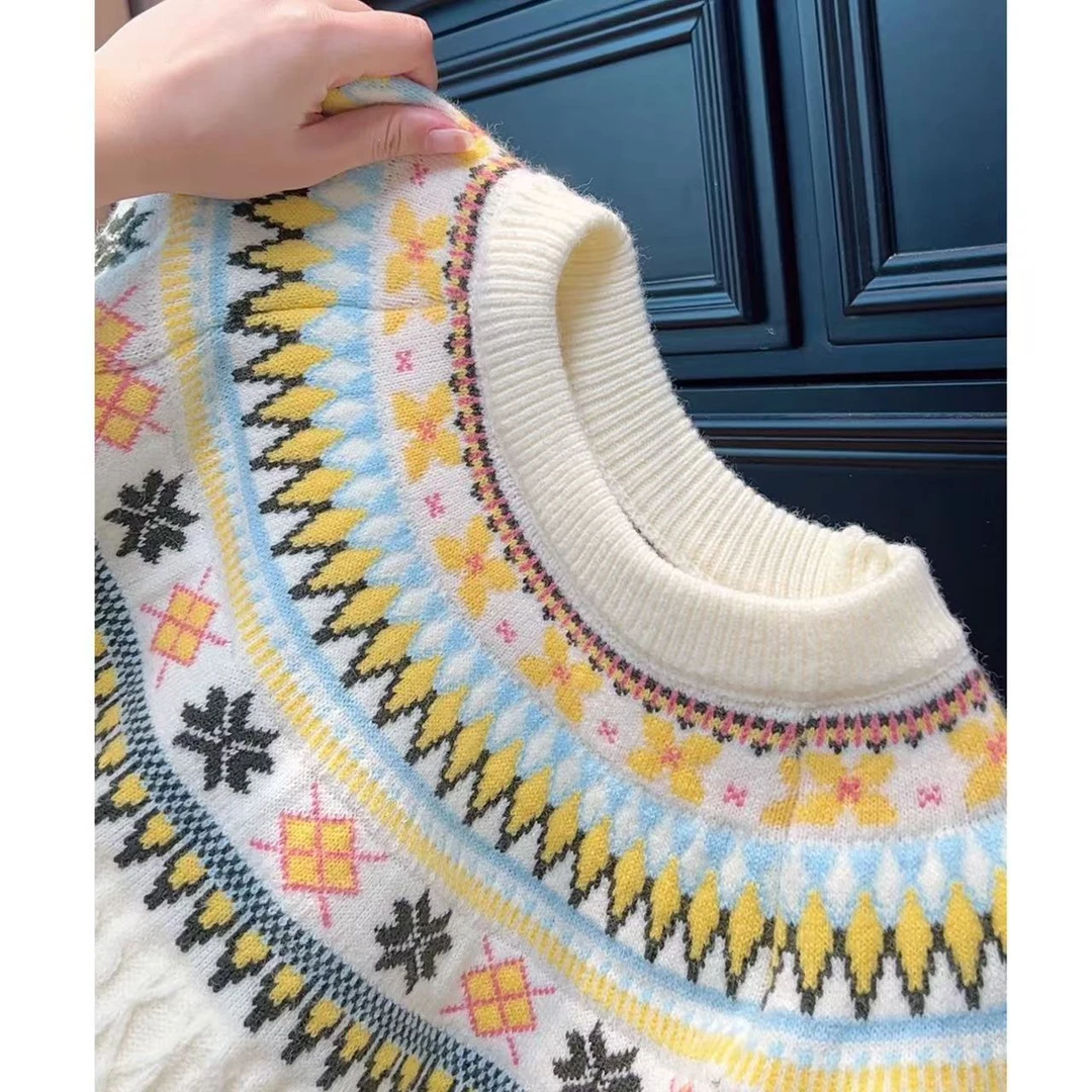 DIYUN/帝韵圣诞氛围感针织衫费尔岛毛衣女慵懒百搭可爱毛衣潮ins