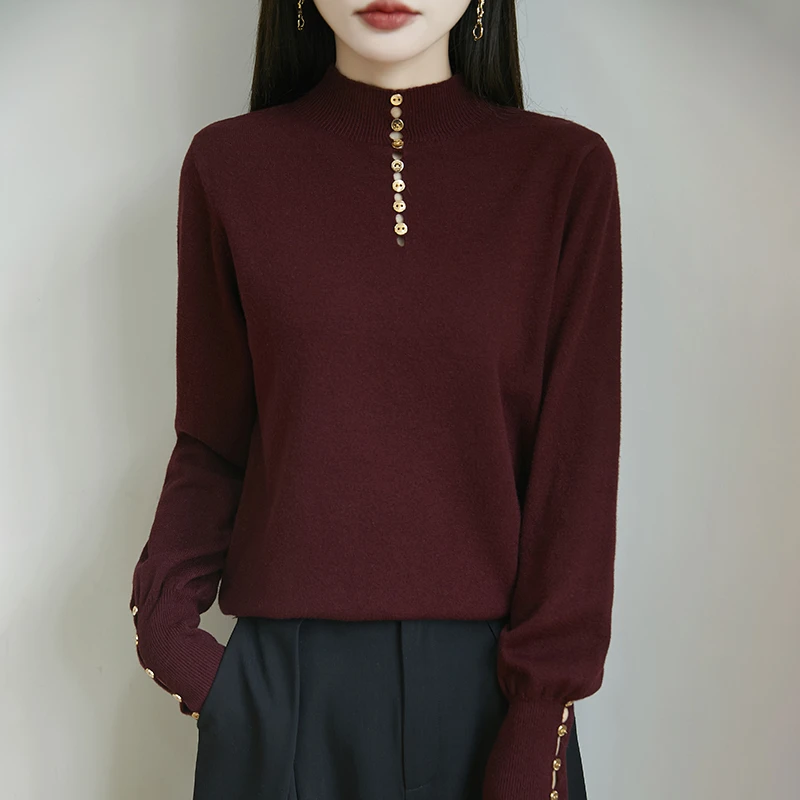 【大牌设计款】气质小香风镂空长袖针织衫纯色气质打底毛衣显瘦上衣