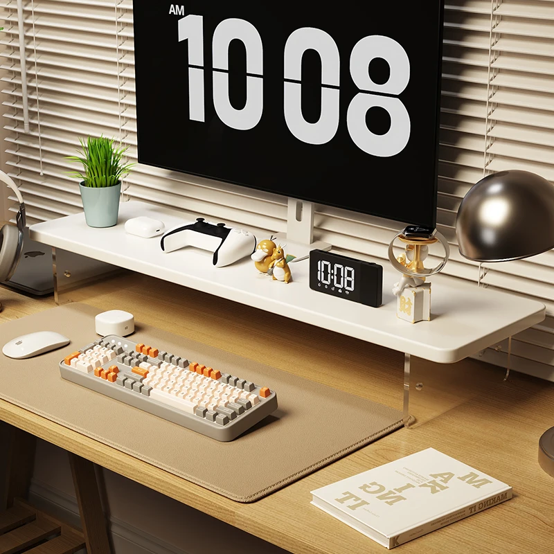 亚克力电脑台式办公桌面收纳显示器屏幕底座抬高悬浮透明置物架