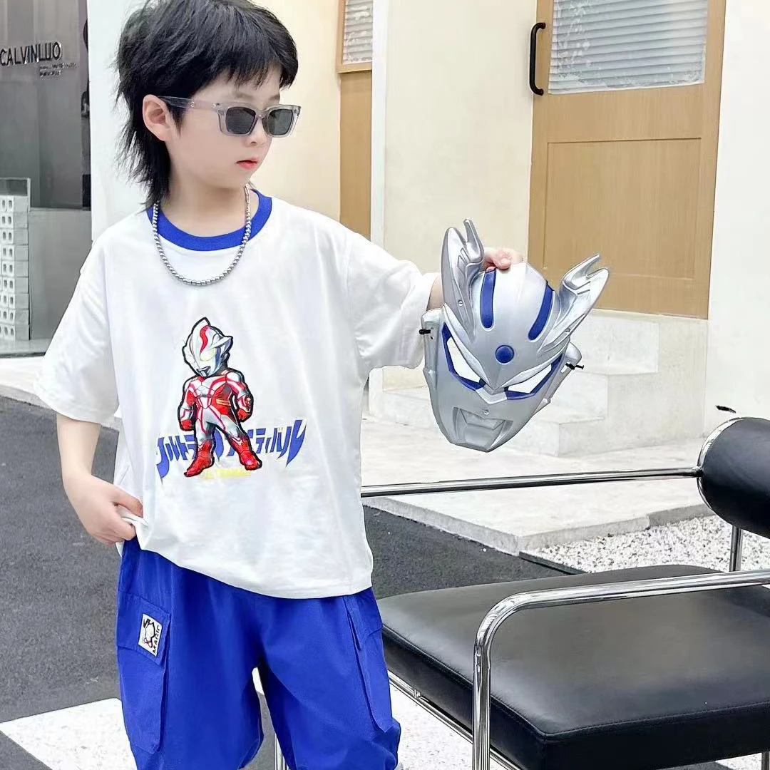 奥特曼儿童时尚休闲夏季夏款中大童印花圆领凹凸曼帅气潮流洋气