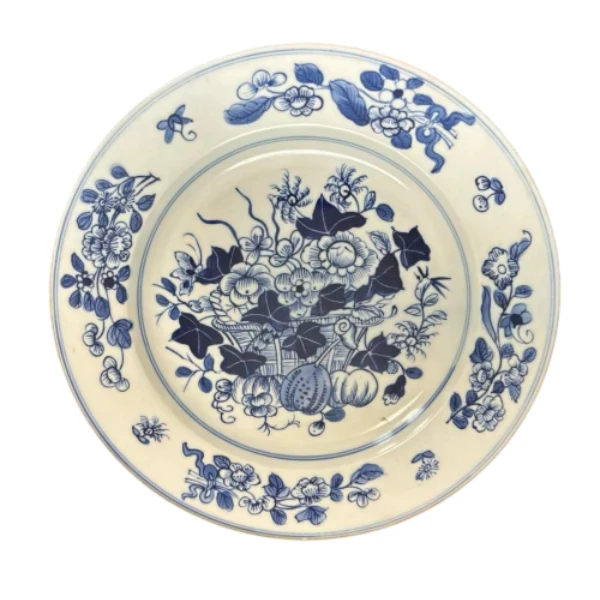 AS15023清吉字青花 花卉赏盘