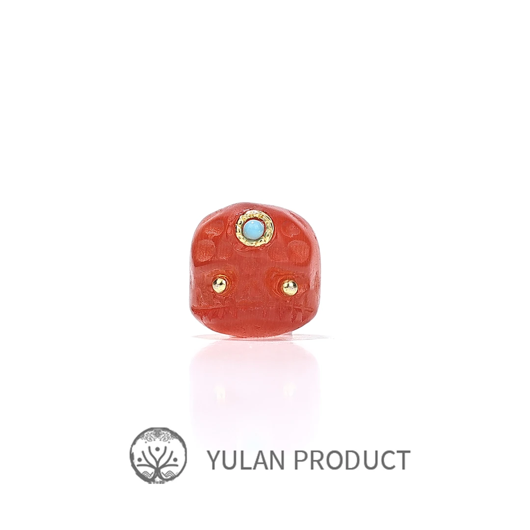 钰澜文玩雪巴琉璃呆10mm左右-红色隔珠腰珠手工简约可爱气质百搭