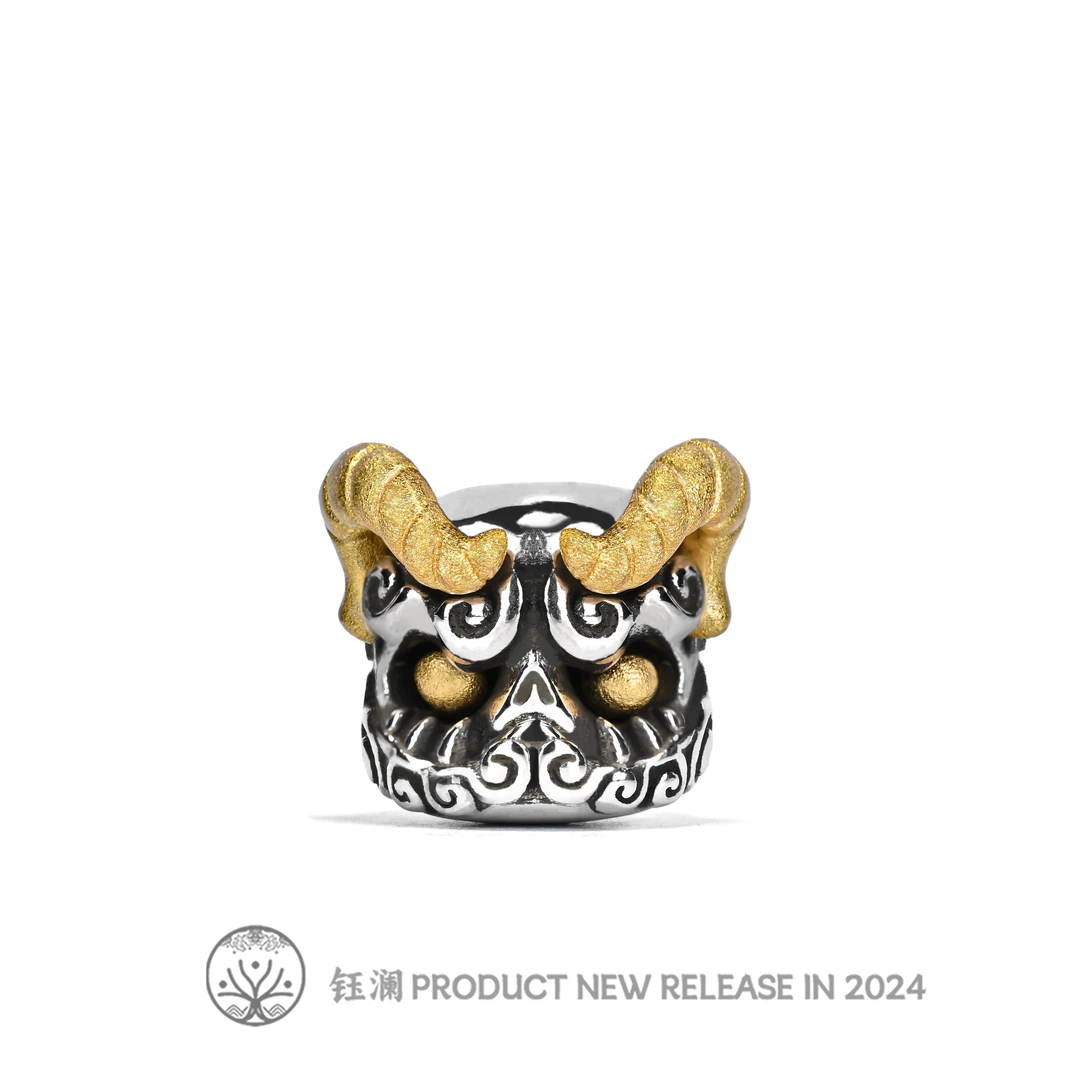 925银银制品 925银吞噬巨呆-13mm左右-做旧个性百搭DIY配饰隔珠