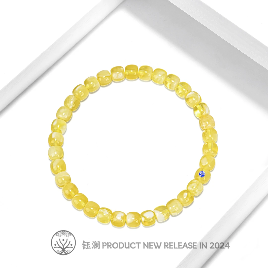 钰澜文玩【精品 卓然】蜜蜡-金白-6mm左右-叠搭单圈百搭-多样性发货