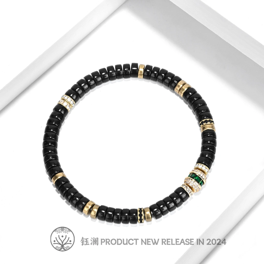 钰澜文玩【周周】椰蒂-秩序黑白钻款6mm-单圈手工百搭精工